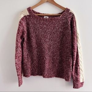 Cotton Candy Red Cream Long Sleeve Knit Sweater